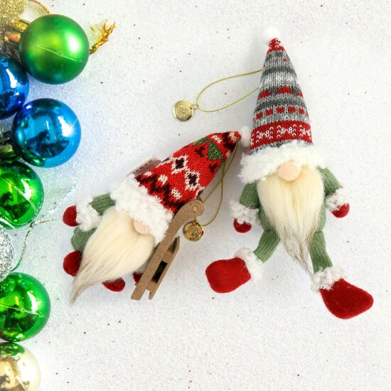 New ๐งจ Martha Stewart Holiday Plush Gnome 2 Piece Ornament Set Green And Red ๐ 4 New ๐งจ Martha Stewart Holiday Plush Gnome 2 Piece Ornament Set Green And Red ๐ - Image 4