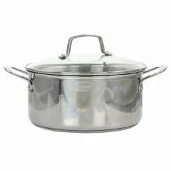 Promo 👍 Martha Stewart 5 Quart Stainless Steel Dutch Oven With Glass Lid ✨
