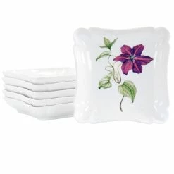 Outlet 🎁 Martha Stewart Botanical Garden 6 Piece 8.75In Ceramic Dish Set White ⭐