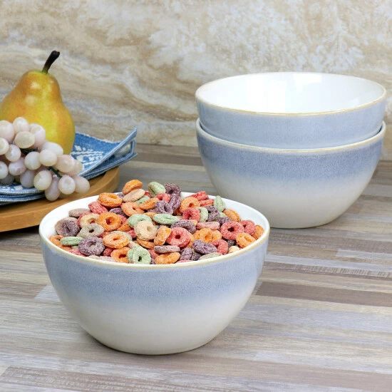 Promo 🥰 Martha Stewart Blue Rim 6" 6 Piece Stoneware Cereal Bowl Set 🎉 5 Promo 🥰 Martha Stewart Blue Rim 6" 6 Piece Stoneware Cereal Bowl Set 🎉 - Image 5