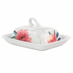 Promo 🛒 Martha Stewart Fine Ceramic 7.5 Inch Butter Dish In Floral Designs 🤩