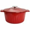 Flash Sale ⌛ Martha Stewart Enameled Cast Iron 3Qt Embossed Stripe Dutch Oven Red 🧨