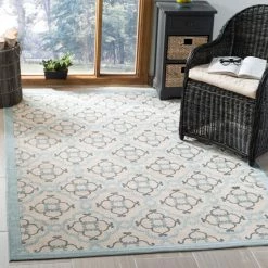 Hot Sale ⭐ Martha Stewart By SAFAVIEH Province Indoor/ Outdoor Waterproof Rug Azurite ⌛