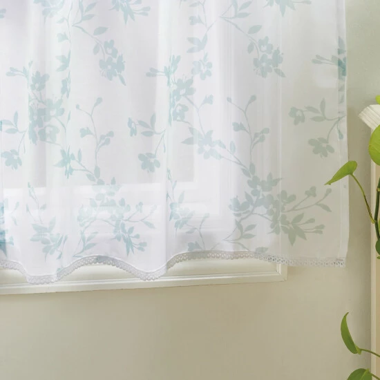 Cheap 😍 Martha Stewart Bellefield Floral Sheer Curtain Tier And Valance Set Aqua 🥰 3 Cheap 😍 Martha Stewart Bellefield Floral Sheer Curtain Tier And Valance Set Aqua 🥰 - Image 3