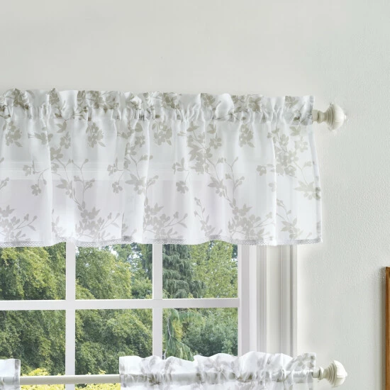 Cheap 😍 Martha Stewart Bellefield Floral Sheer Curtain Tier And Valance Set Aqua 🥰 6 Cheap 😍 Martha Stewart Bellefield Floral Sheer Curtain Tier And Valance Set Aqua 🥰 - Image 6