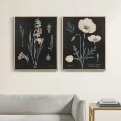 Coupon 🎉 Martha Stewart Eventide Flourish Botanical Contrast Framed Linen Canvas 2 Piece Set 🌟