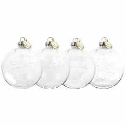 Best Pirce 🧨 Martha Stewart Holiday Glass Ball 4 Piece Ornament Set In Clear ❤️