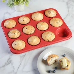 Budget 👍 Martha Stewart 12-Cup Nonstick Carbon Steel Muffin Pan In Red 🎁 -Martha Stewart Sales unnamed file 3930