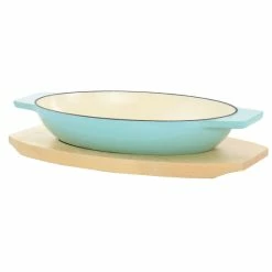 Flash Sale 🤩 Martha Stewart 2pc Enameled Cast Iron Casserole Trivet Set In Aqua 🧨