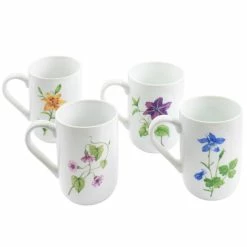 Coupon 🤩 Martha Stewart Botanical Garden 4Pc 14.5oz Ceramic Mug Set White ✔️