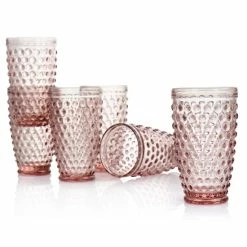 Cheap 💯 Martha Stewart 6 Piece Hobnail Handmade Glass Tumbler Set In Pink ⌛ -Martha Stewart Sales unnamed file 401