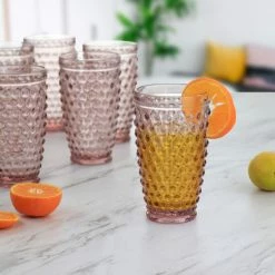 Cheap 💯 Martha Stewart 6 Piece Hobnail Handmade Glass Tumbler Set In Pink ⌛ -Martha Stewart Sales unnamed file 403
