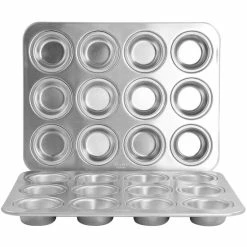 Best Sale 🧨 Martha Stewart 2 Piece Aluminum 12 Cup Muffin Pan Set In Silver 🥰