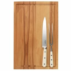 Discount 😀 Martha Stewart Goswell 3 Piece Carving Board And Cutlery Set In Cream 😍