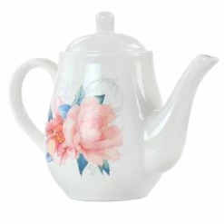Cheap 🎁 Martha Stewart 1.4 Quart Floral Ceramic Tea Pot In White 😀
