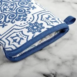 Flash Sale 💯 Martha Stewart Stripe Medallion Oven Mitt Set, Blue, 2 Piece - 7"x13" ✔️ -Martha Stewart Sales unnamed file 4294