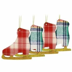 Buy 👍 Martha Stewart Holiday Ice Skate Ornament 4 Piece Set In Red And Green 🎁
