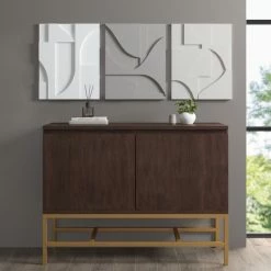 Buy 🎉 Martha Stewart Elements Geometric MDF Wood Carved Wall Decor 3 Piece Set 💯