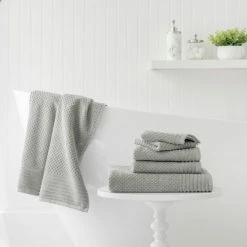 Deals 👍 Martha Stewart Everyday Textured Bath Towel 6 Piece Set Green Blue 🎁