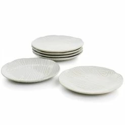 Best Sale 👏 Martha Stewart 6 Piece Wood Patterned Dessert Plate Set In White 😉 -Martha Stewart Sales unnamed file 526