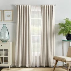 Flash Sale 😀 Martha Stewart Bedford Woven Plaid Blackout Curtain Panel Pair Linen 😉 -Martha Stewart Sales unnamed file 554