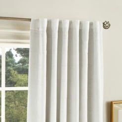 Flash Sale 😀 Martha Stewart Bedford Woven Plaid Blackout Curtain Panel Pair Linen 😉 -Martha Stewart Sales unnamed file 555