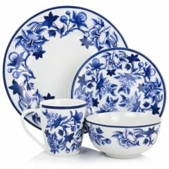 Deals ✨ Martha Stewart 16pc Blue Vintage Fine Ceramic Dinnerware Set In Cobalt ❤️