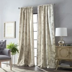 Best Sale 🔥 Martha Stewart Palermo Room Darkening Lined Single Curtain Panel Champagne 🥰
