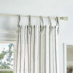 Best Pirce 😀 Martha Stewart Laguna Stripe Semi-Sheer Tie Tab Curtain Panel Pair ❤️ -Martha Stewart Sales unnamed file 659