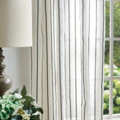 Best Pirce 😀 Martha Stewart Laguna Stripe Semi-Sheer Tie Tab Curtain Panel Pair ❤️ -Martha Stewart Sales unnamed file 661