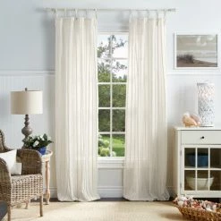 Best Pirce 😀 Martha Stewart Laguna Stripe Semi-Sheer Tie Tab Curtain Panel Pair ❤️ -Martha Stewart Sales unnamed file 662