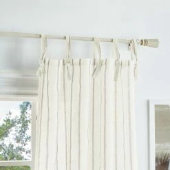 Best Pirce 😀 Martha Stewart Laguna Stripe Semi-Sheer Tie Tab Curtain Panel Pair ❤️ -Martha Stewart Sales unnamed file 663