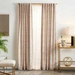 Hot Sale 😉 Martha Stewart Monroe Metallic Velvet Back Tab Curtain Panel Pair Grey 👍