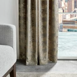 Hot Sale 😉 Martha Stewart Monroe Metallic Velvet Back Tab Curtain Panel Pair Grey 👍 -Martha Stewart Sales unnamed file 680