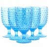 Wholesale ✨ Martha Stewart 6Pc 14.2oz Glass Hobnail Goblet Drinkware Set Blue - 3.5x3.5x6.75 🥰