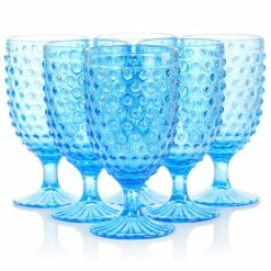 Wholesale ✨ Martha Stewart 6Pc 14.2oz Glass Hobnail Goblet Drinkware Set Blue - 3.5x3.5x6.75 🥰 -Martha Stewart Sales unnamed file 863