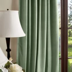 Best Sale 👏 Martha Stewart Lucca Velvet Blackout Back Tab Curtains - Panel Pair Or Valance Green 🧨 -Martha Stewart Sales unnamed file 88