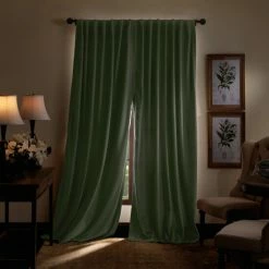 Best Sale 👏 Martha Stewart Lucca Velvet Blackout Back Tab Curtains - Panel Pair Or Valance Green 🧨 -Martha Stewart Sales unnamed file 89