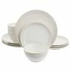 Hot Sale 🔥 Martha Stewart Martha Steware 12 Piece Round Stoneware Dinnerware Set With Taupe Rim - 12 Piece ❤️