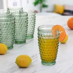 Budget ⌛ Martha Stewart 6 Piece Hobnail Handmade Glass Tumbler Set In Green ❤️ -Martha Stewart Sales unnamed file 979